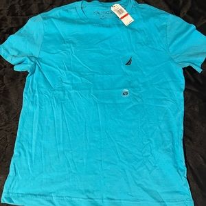 NWT Nautica logo Aqua Blue short sleeve Tee Shirt x/s